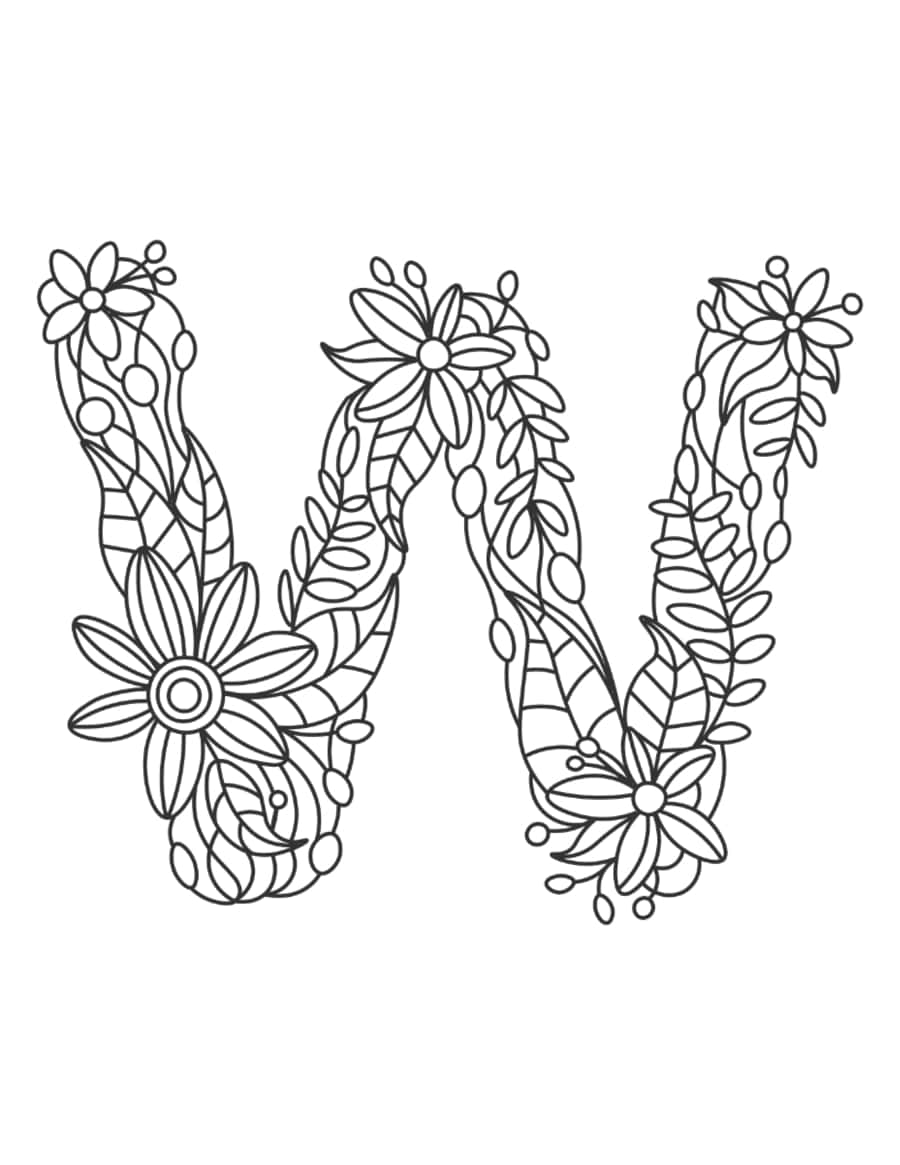 Flower Letter W Kids Coloring Pages Pdf Free Vectors